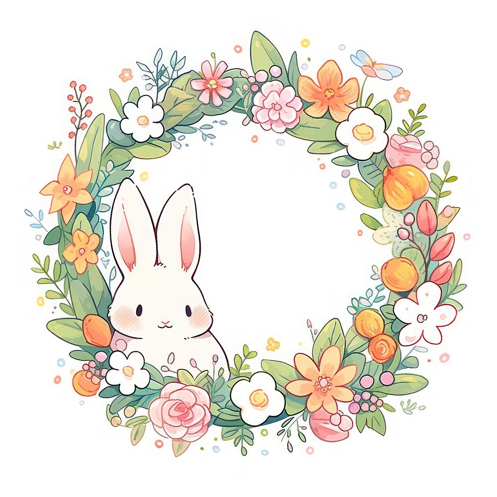 Bunny pattern drawing cute. AI generated Image by rawpixel.