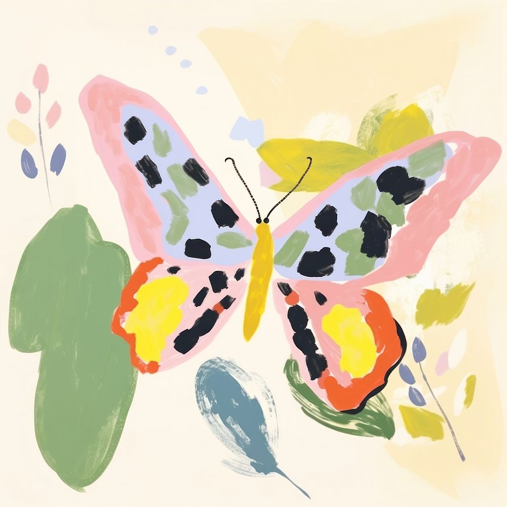 Butterfly art painting animal. AI generated Image by rawpixel.