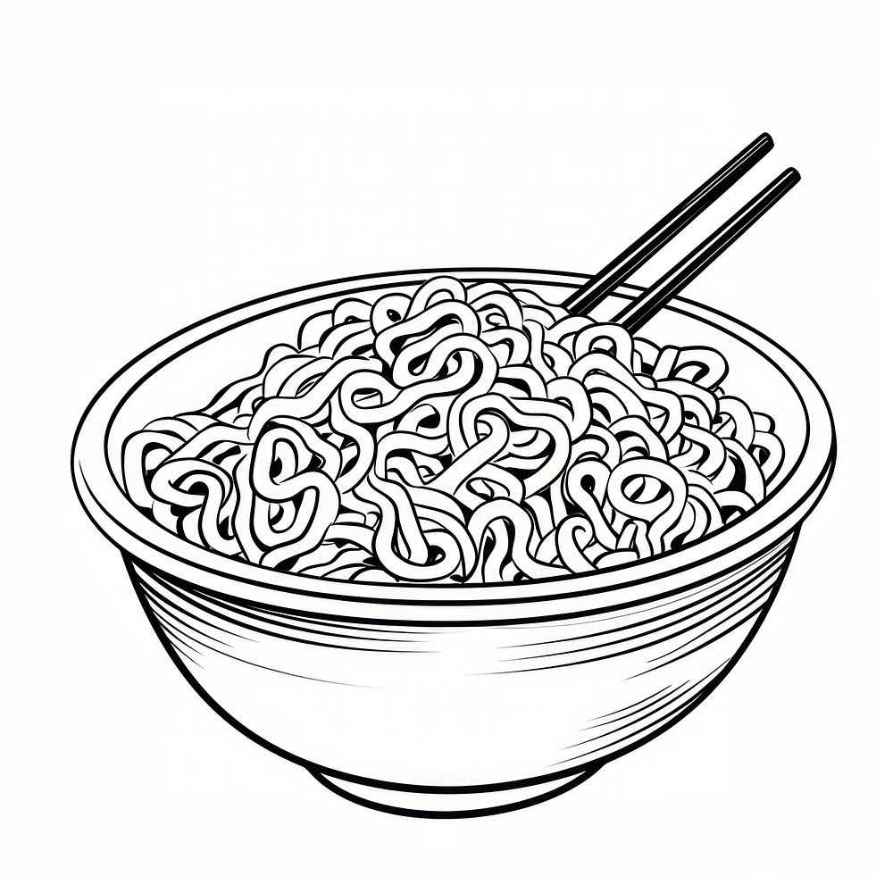 Noodles drawing sketch food. AI generated Image by rawpixel.