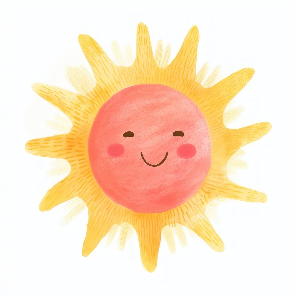Happy sun white background anthropomorphic creativity. AI generated Image by rawpixel.