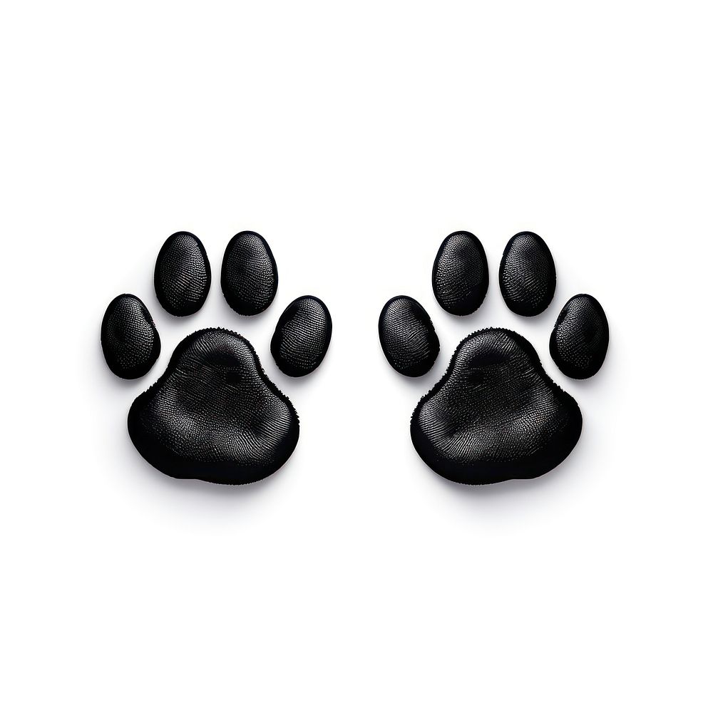 Black paw icon 2 pieces next to each other white background carnivora jewelry. AI generated Image by rawpixel.