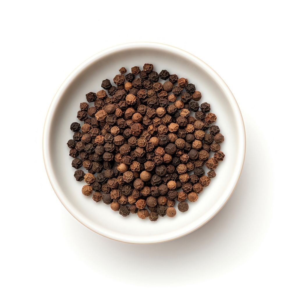 Black pepper in white bowl vegetable plant food. AI generated Image by rawpixel.