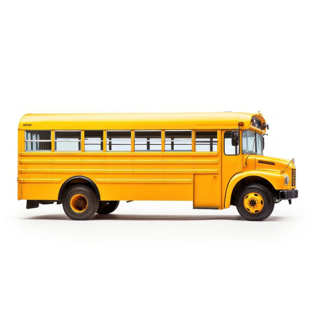 Small yellow school bus vehicle white background transportation. AI generated Image by rawpixel.