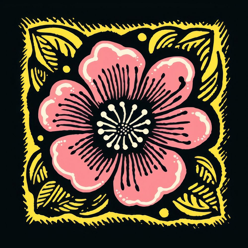 Flower pattern yellow pink. AI generated Image by rawpixel.