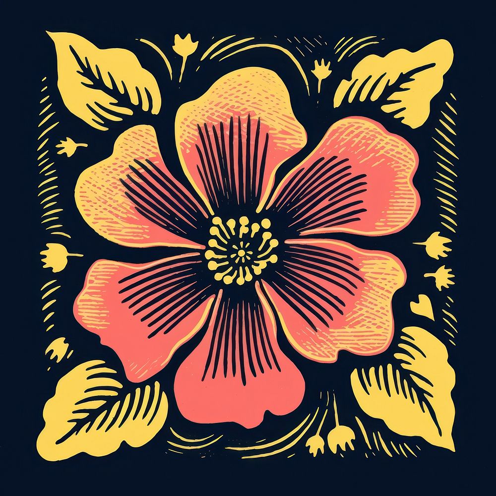 Flower hibiscus pattern yellow. AI generated Image by rawpixel.