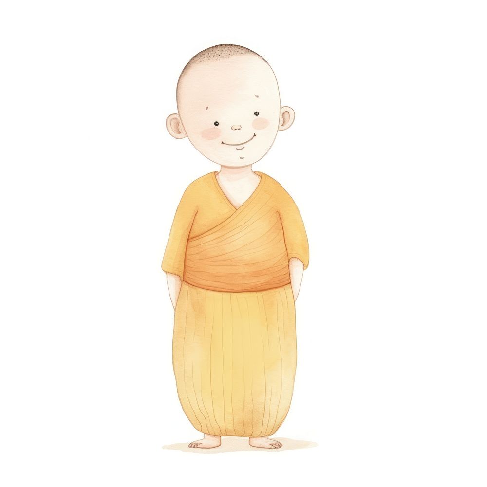 Thai boy monk adult white background happiness. AI generated Image by rawpixel.