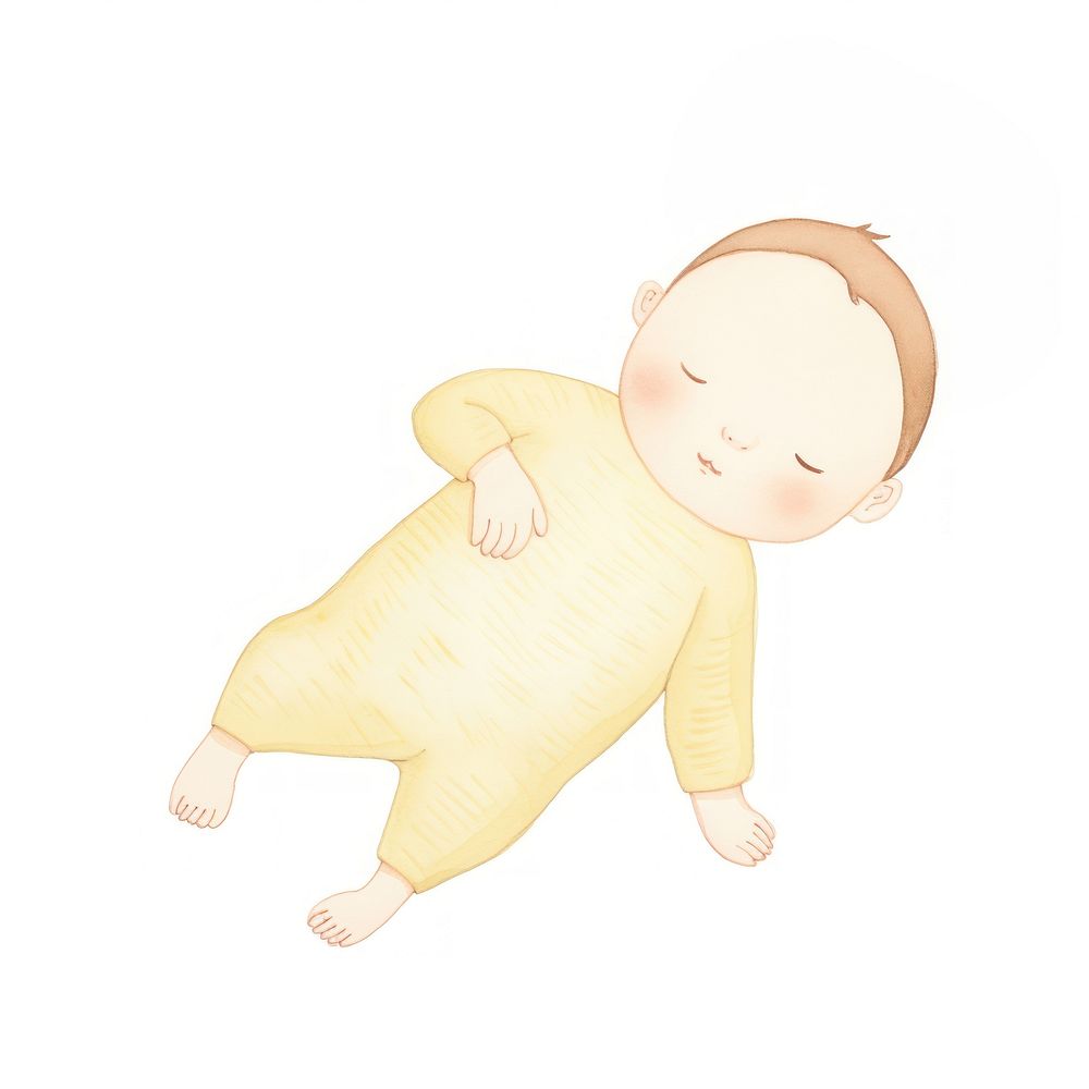 Baby new born sleeping sketch child white background. AI generated Image by rawpixel.