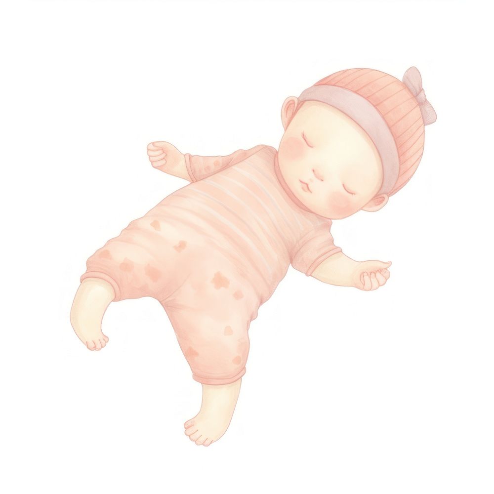Baby girl new born sleeping toy white background relaxation. AI generated Image by rawpixel.