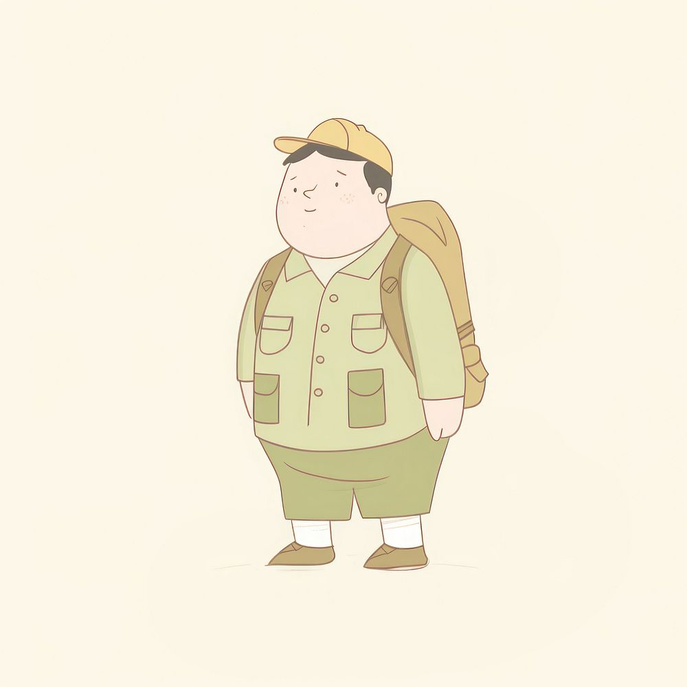 Chubby boy scout drawing sketch illustrated. AI generated Image by rawpixel.