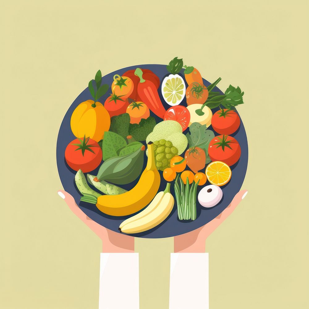 Fruits and vegetables organic holding banana. AI generated Image by rawpixel.
