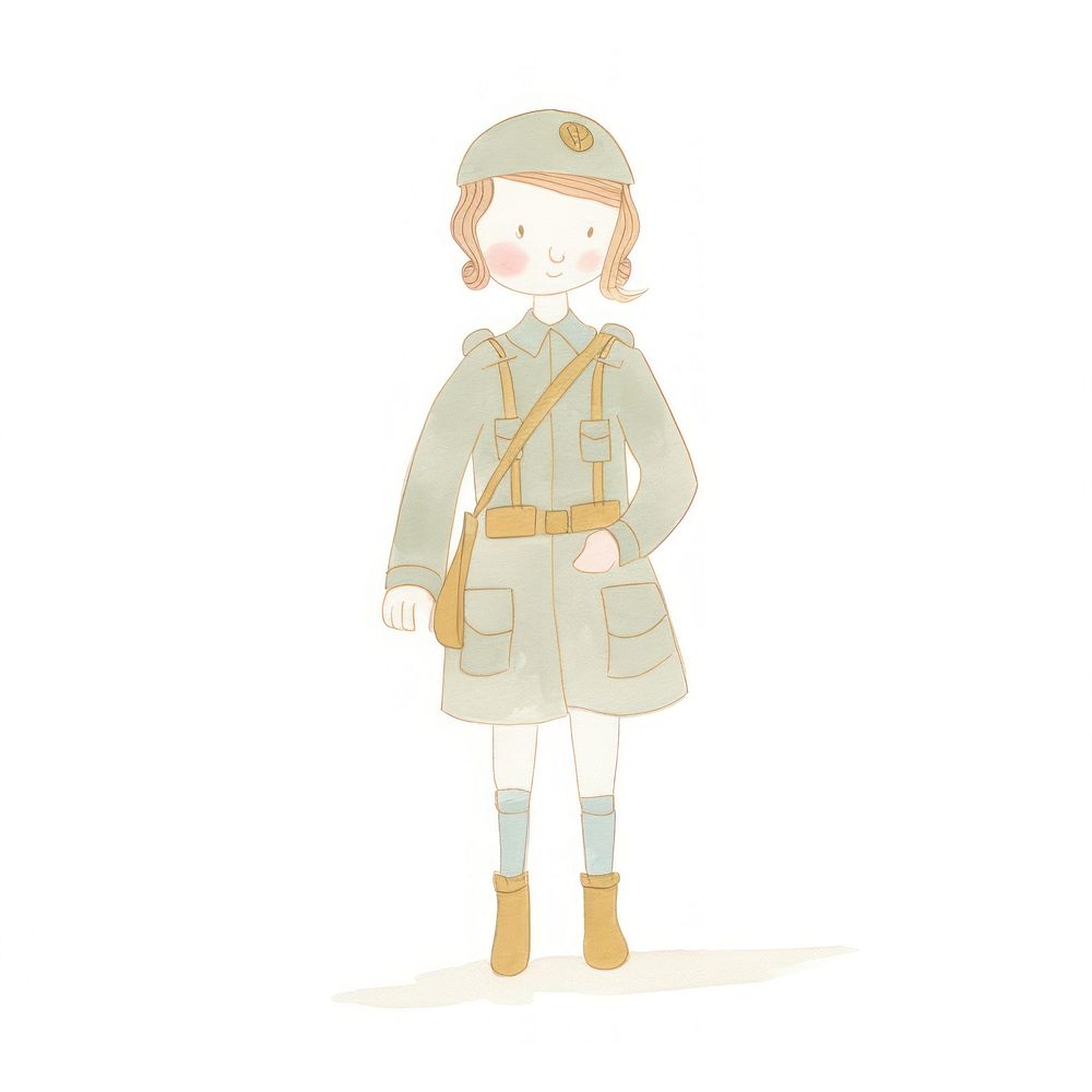 Girl in soldier costume white background creativity protection. AI generated Image by rawpixel.