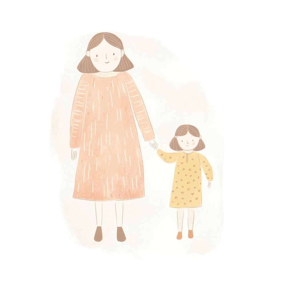 Mother holding hand with her daughter drawing sketch child. AI generated Image by rawpixel.