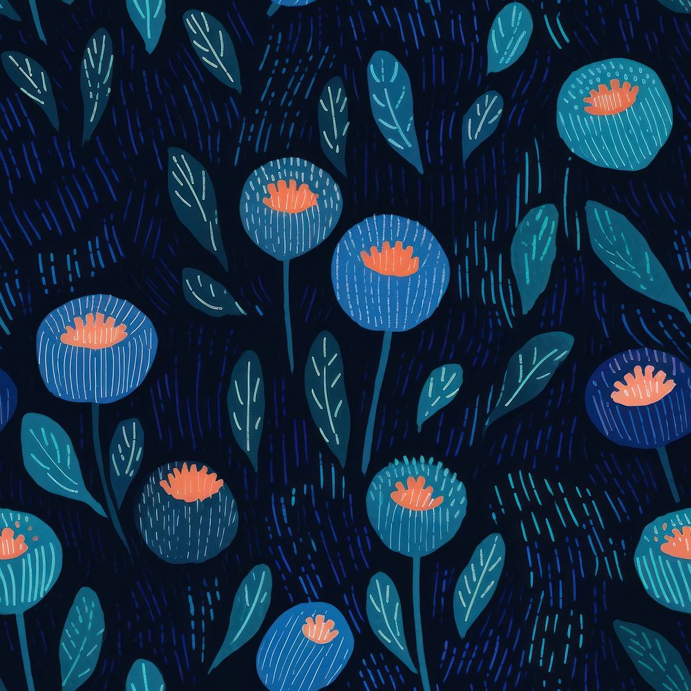 Blue flower pattern backgrounds art creativity. AI generated Image by rawpixel.