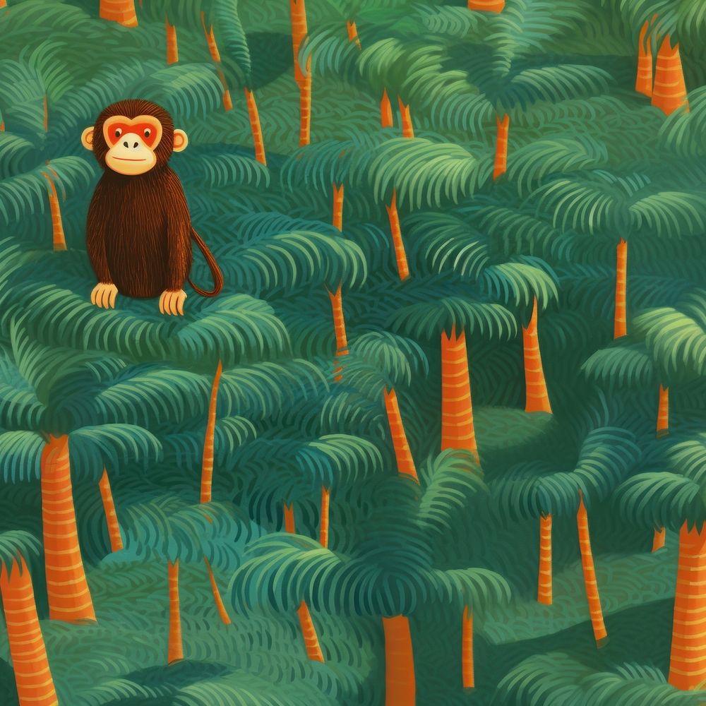 Monkey in jungle pattern outdoors nature forest. AI generated Image by rawpixel.