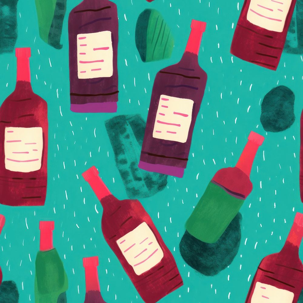 Wine bottle pattern drink refreshment backgrounds. AI generated Image by rawpixel.