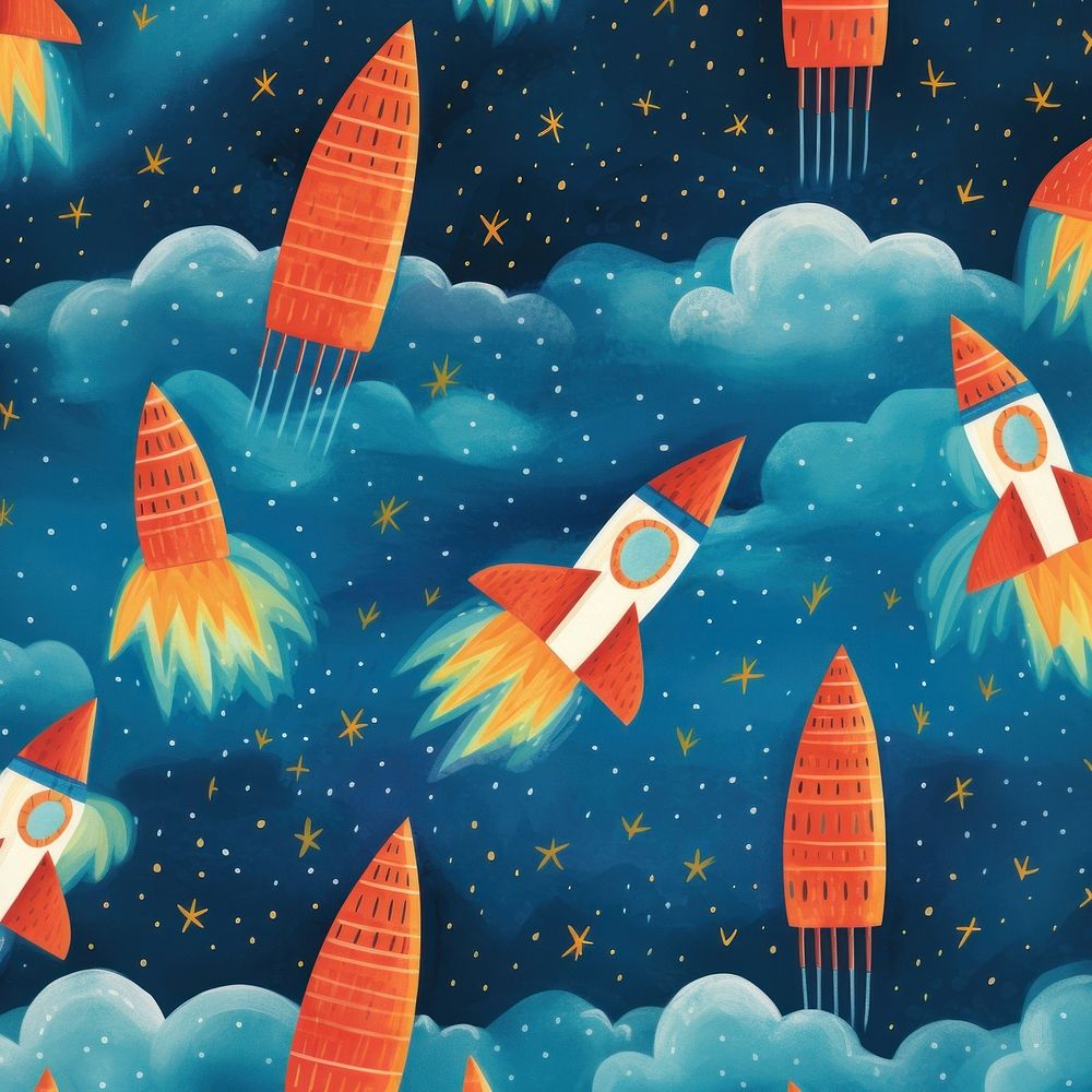 Rocket pattern advertisement backgrounds astronomy. AI generated Image by rawpixel.
