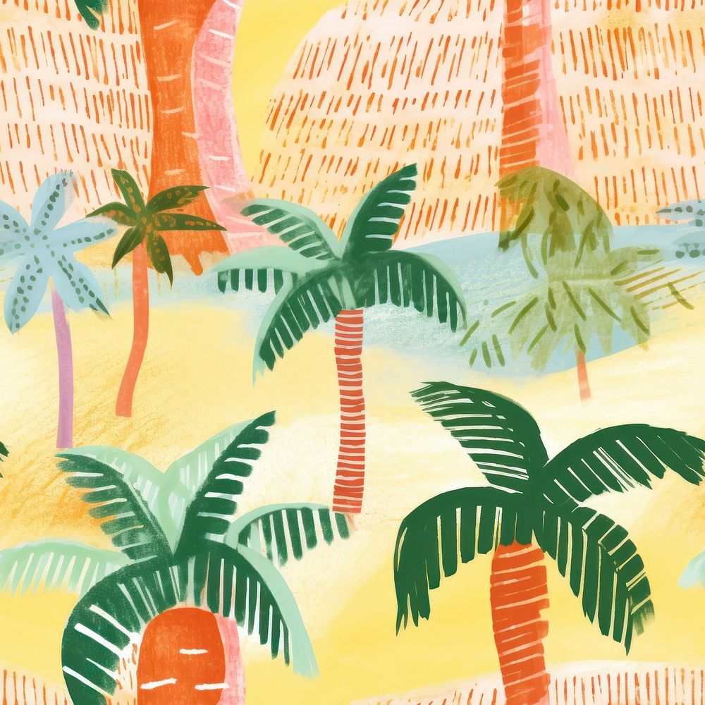 Palm tree pattern painting outdoors nature. AI generated Image by rawpixel.
