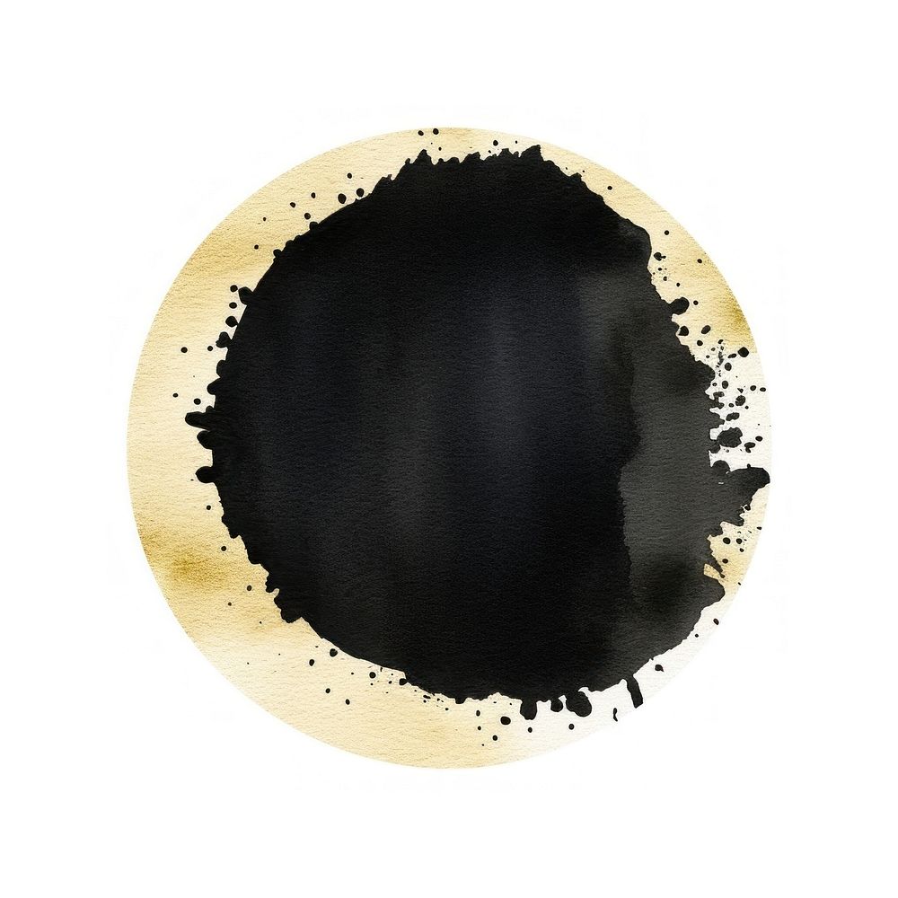 Black circle shape paint stain white background. AI generated Image by rawpixel.
