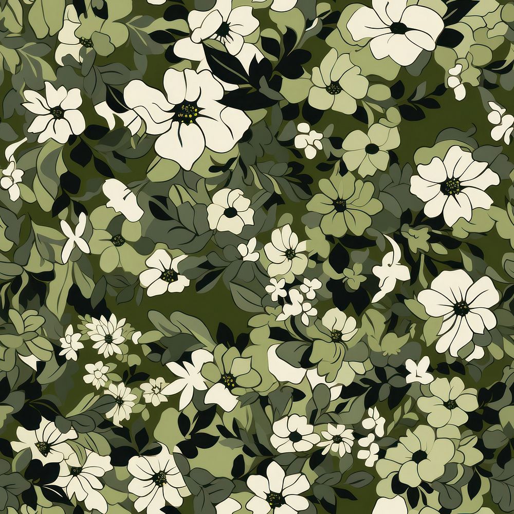 Floral camouflage pattern backgrounds graphics freshness. AI generated Image by rawpixel.