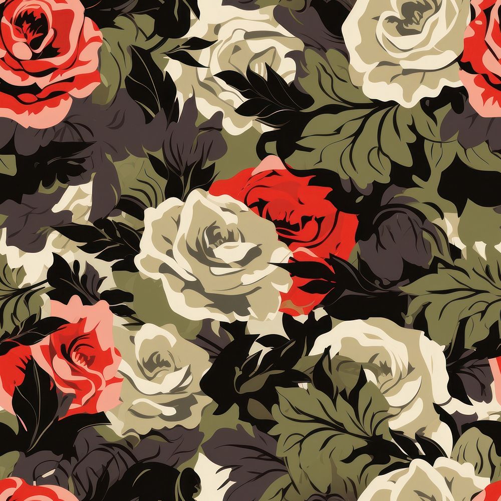 Floral camouflage pattern backgrounds graphics textile. AI generated Image by rawpixel.