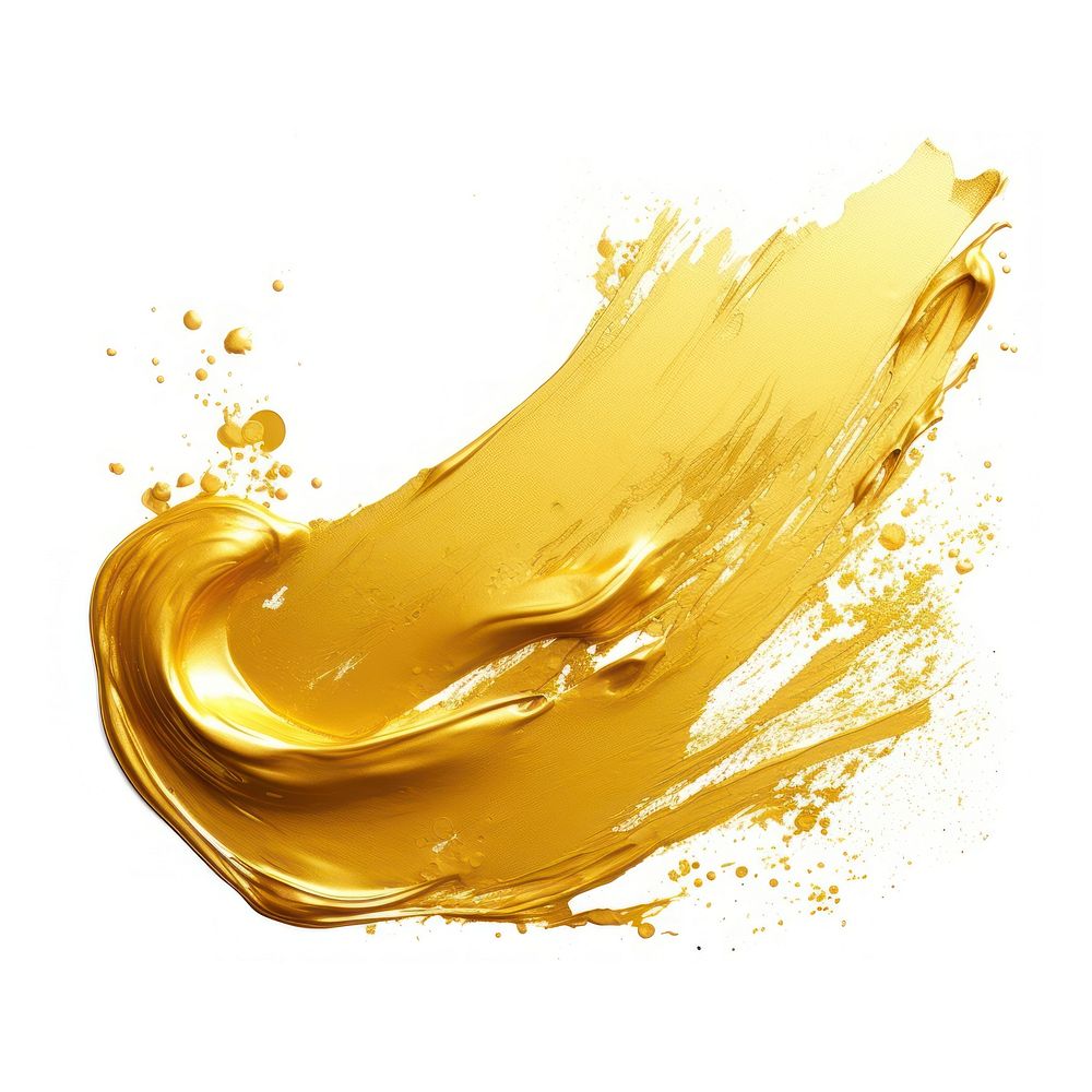 Gold brush stroke white background splattered abstract. AI generated Image by rawpixel.
