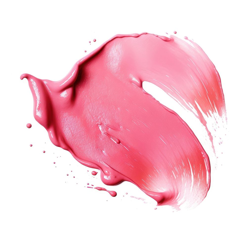 Lipgloss texture brush stroke petal white background splattered. AI generated Image by rawpixel.