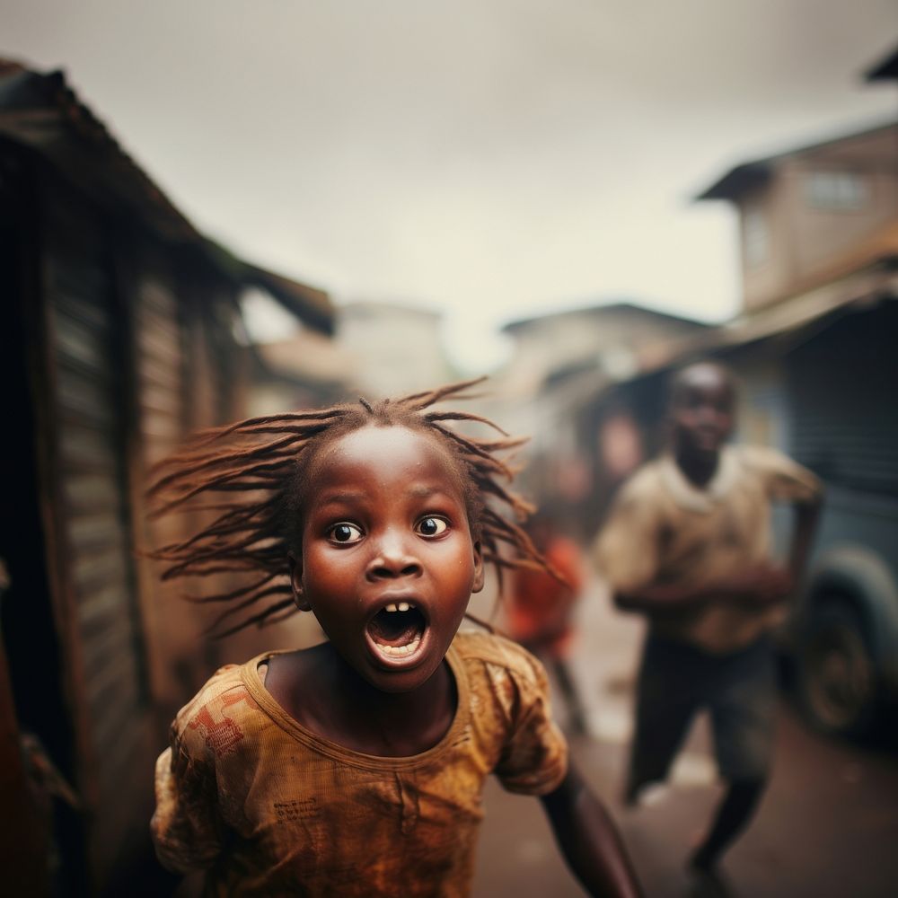 Little african girl cry at street in africa photography portrait adult. AI generated Image by rawpixel.