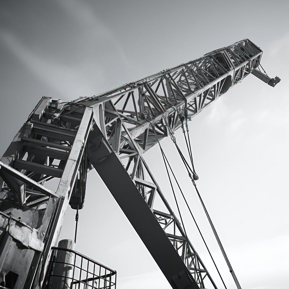 Close-up crane monochrome architecture construction. AI generated Image by rawpixel.