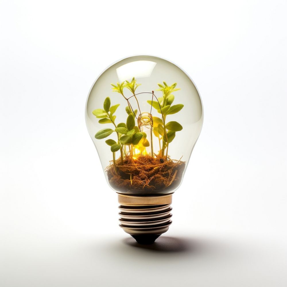 A little flower growing in the light bulb lightbulb plant electricity. AI generated Image by rawpixel.