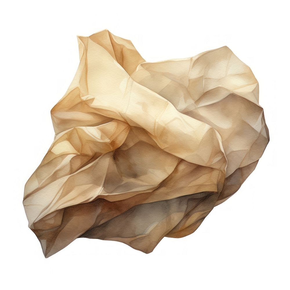 The crumpled sheet of vintage paper isolated on a white background simplicity wrinkled abstract. AI generated Image by…