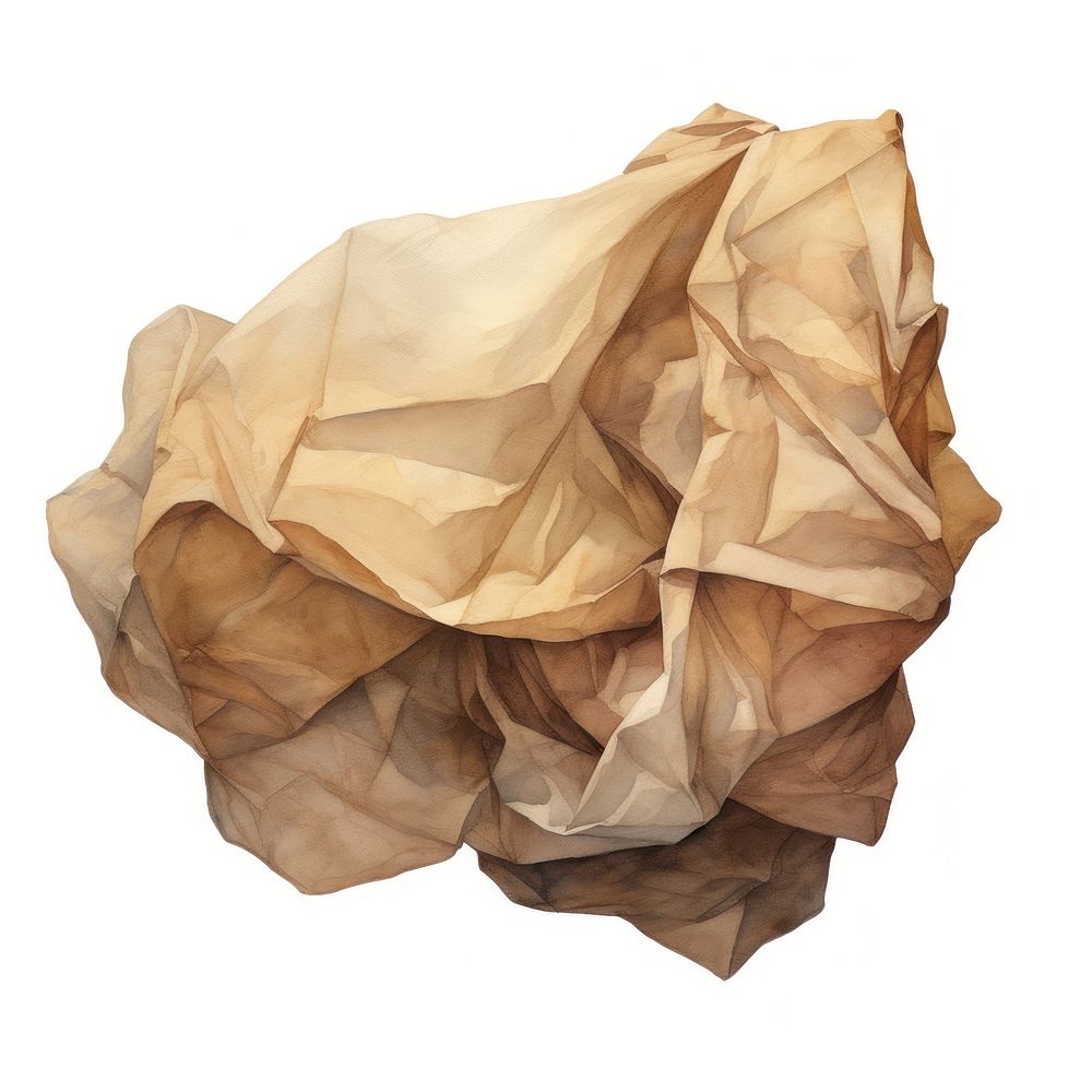 The crumpled sheet of vintage paper isolated on a white background simplicity wrinkled abstract. AI generated Image by…