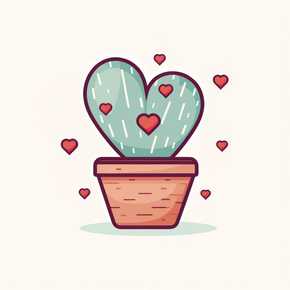 The cactus decorated in heart shape plant illustrated creativity. AI generated Image by rawpixel.
