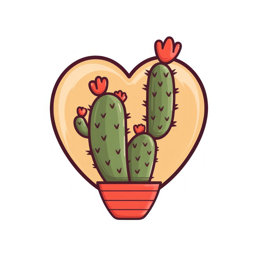 The cactus decorated in heart shape plant creativity cartoon. AI generated Image by rawpixel.
