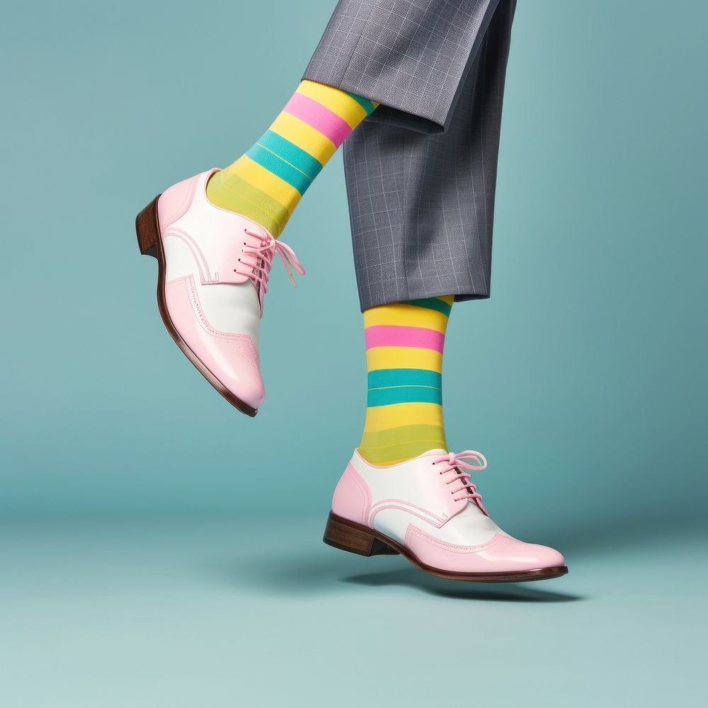 A person wearing a pair of shoes with cute socks footwear studio shot pantyhose. AI generated Image by rawpixel.