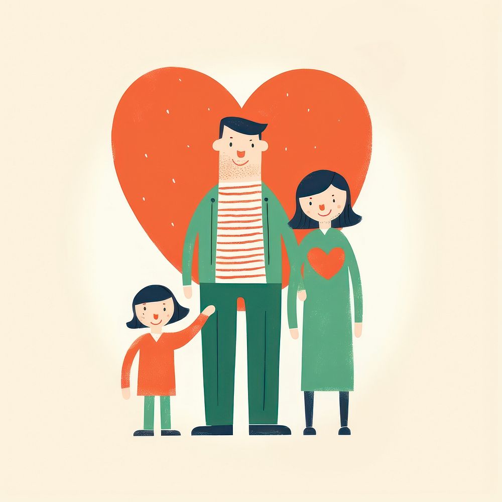A three of family members holding a heart baby togetherness affectionate. AI generated Image by rawpixel.
