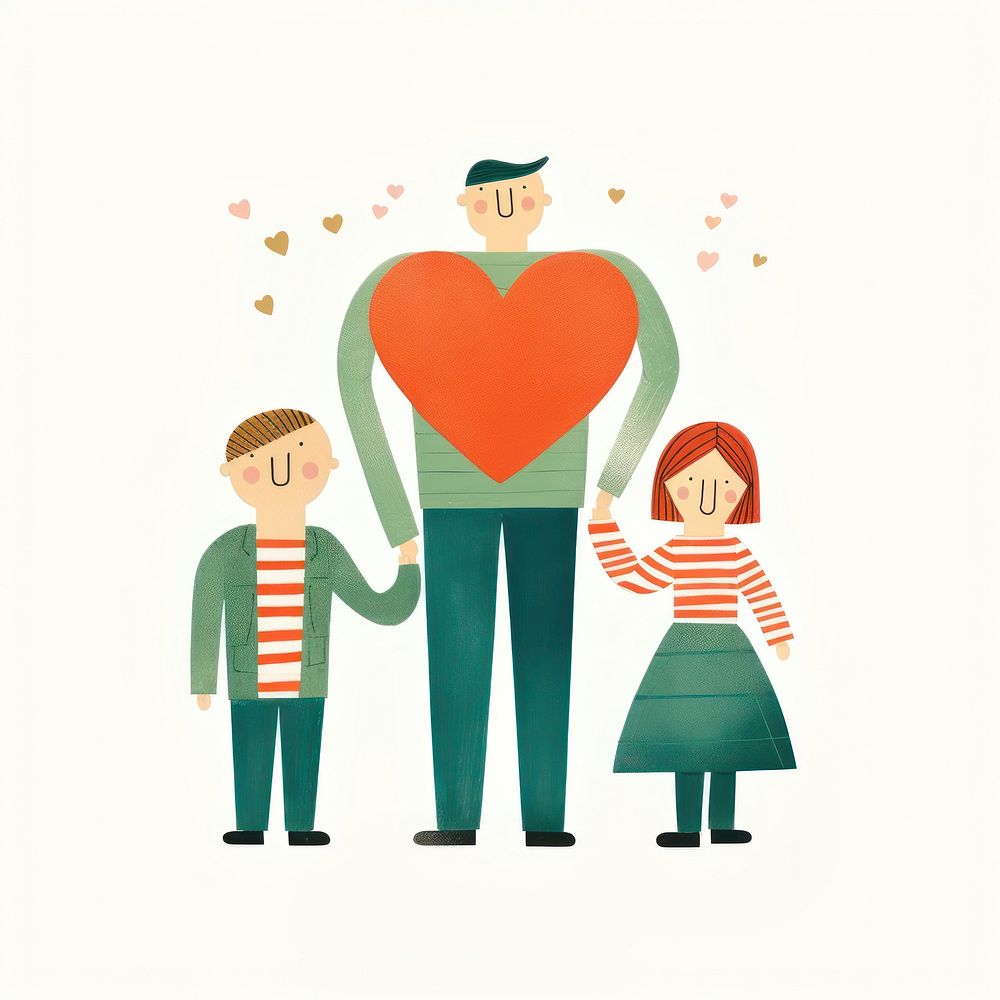 A three of family members holding a heart adult togetherness celebration. AI generated Image by rawpixel.