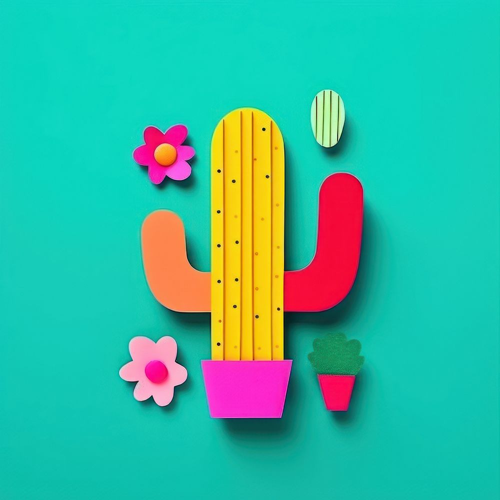 Cactus art text representation. AI generated Image by rawpixel.