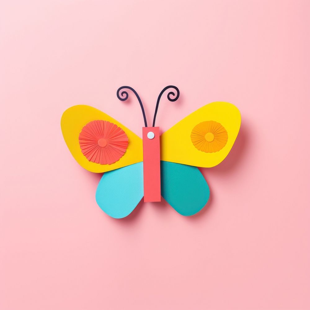 A cute butterfly with a flower art creativity cartoon. AI generated Image by rawpixel.