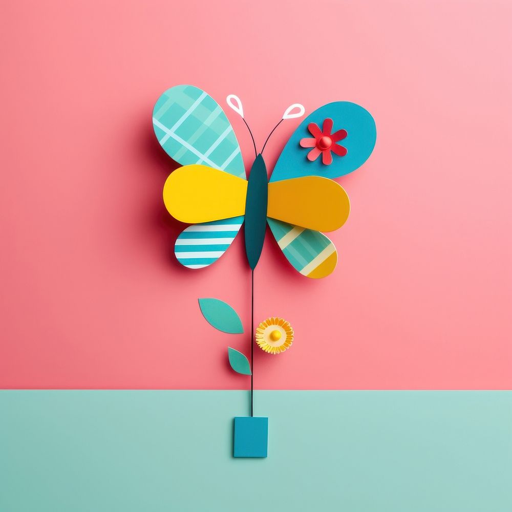 A cute butterfly with a flower art magnification architecture. AI generated Image by rawpixel.