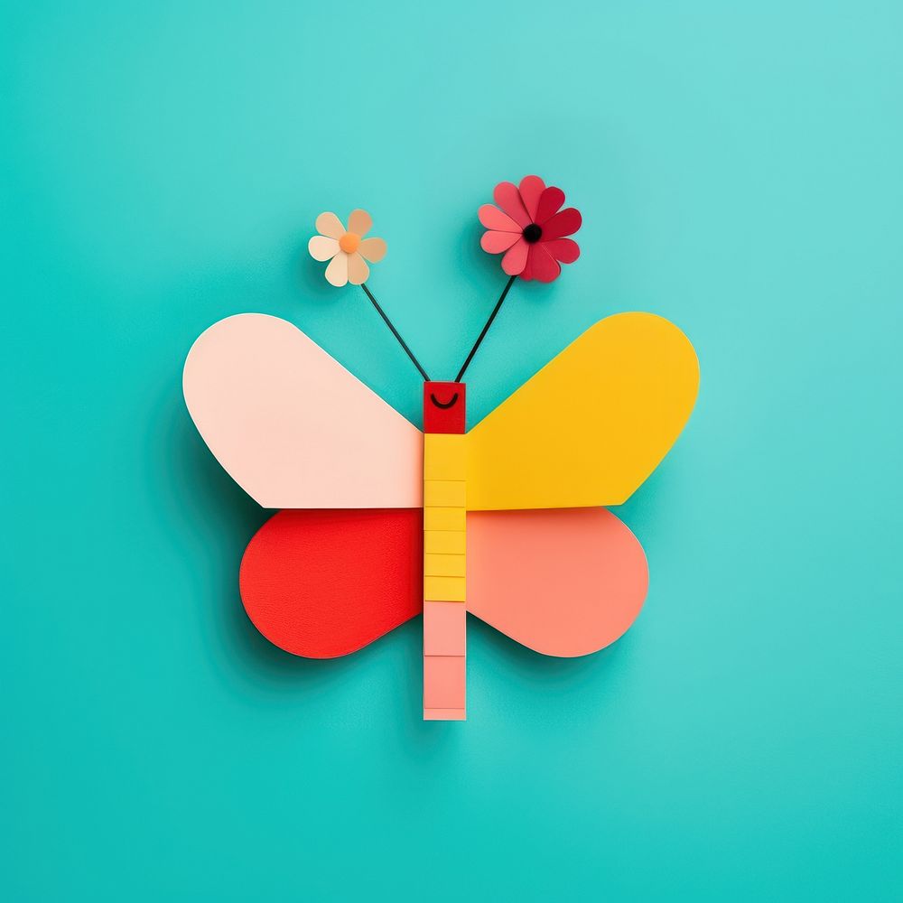 A cute butterfly with a flower art representation celebration. AI generated Image by rawpixel.