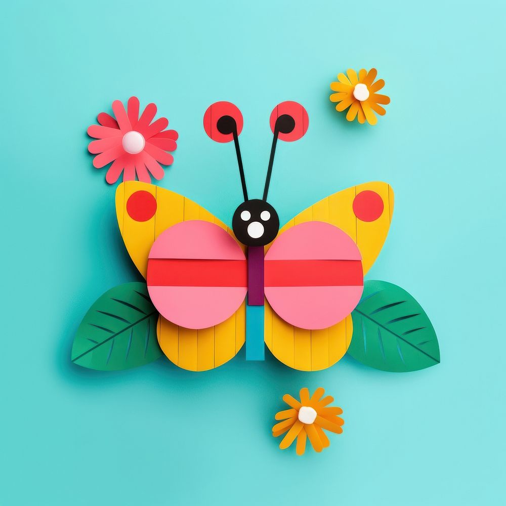 A cute butterfly with a flower art nature plant. AI generated Image by rawpixel.