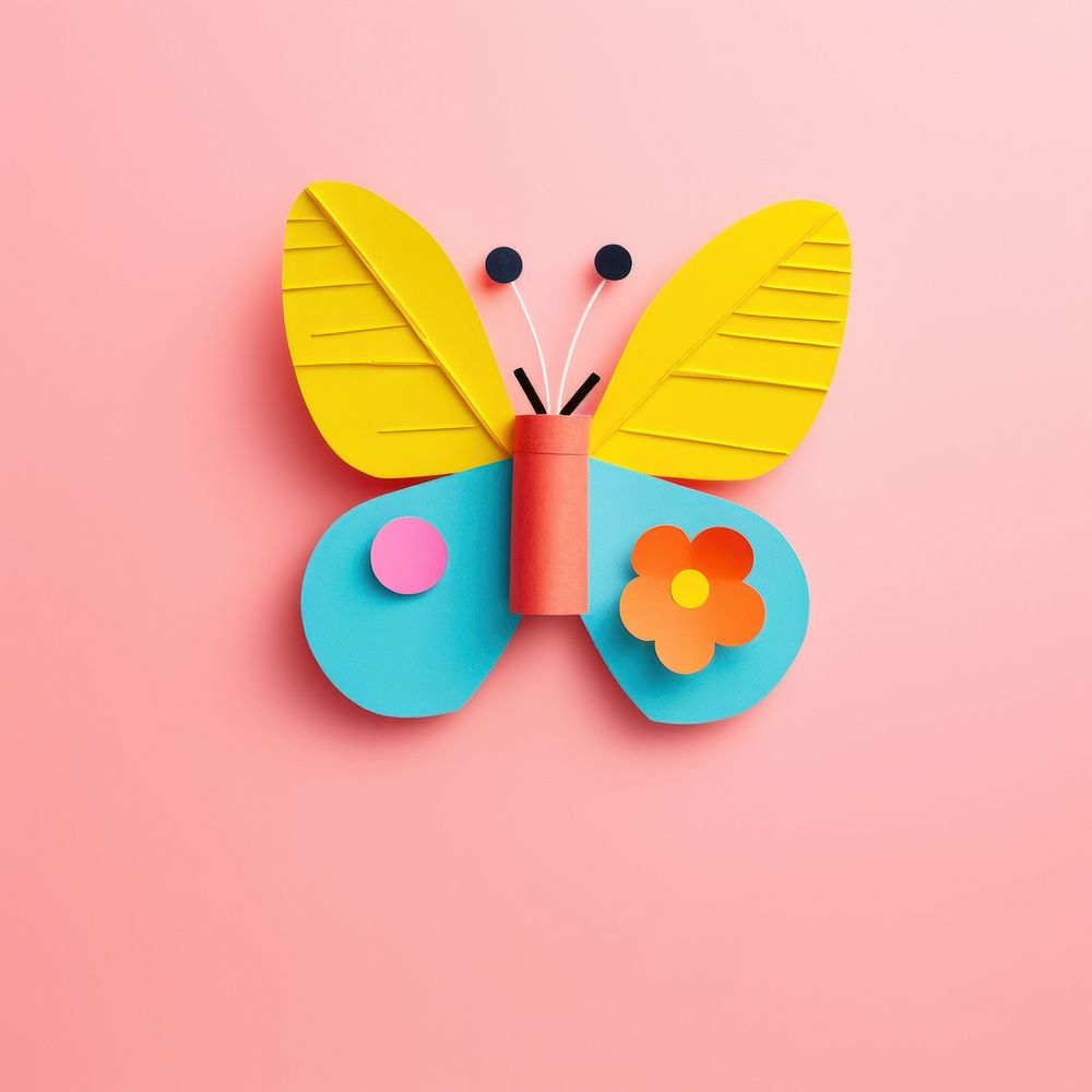A cute butterfly with a flower art representation magnification. AI generated Image by rawpixel.