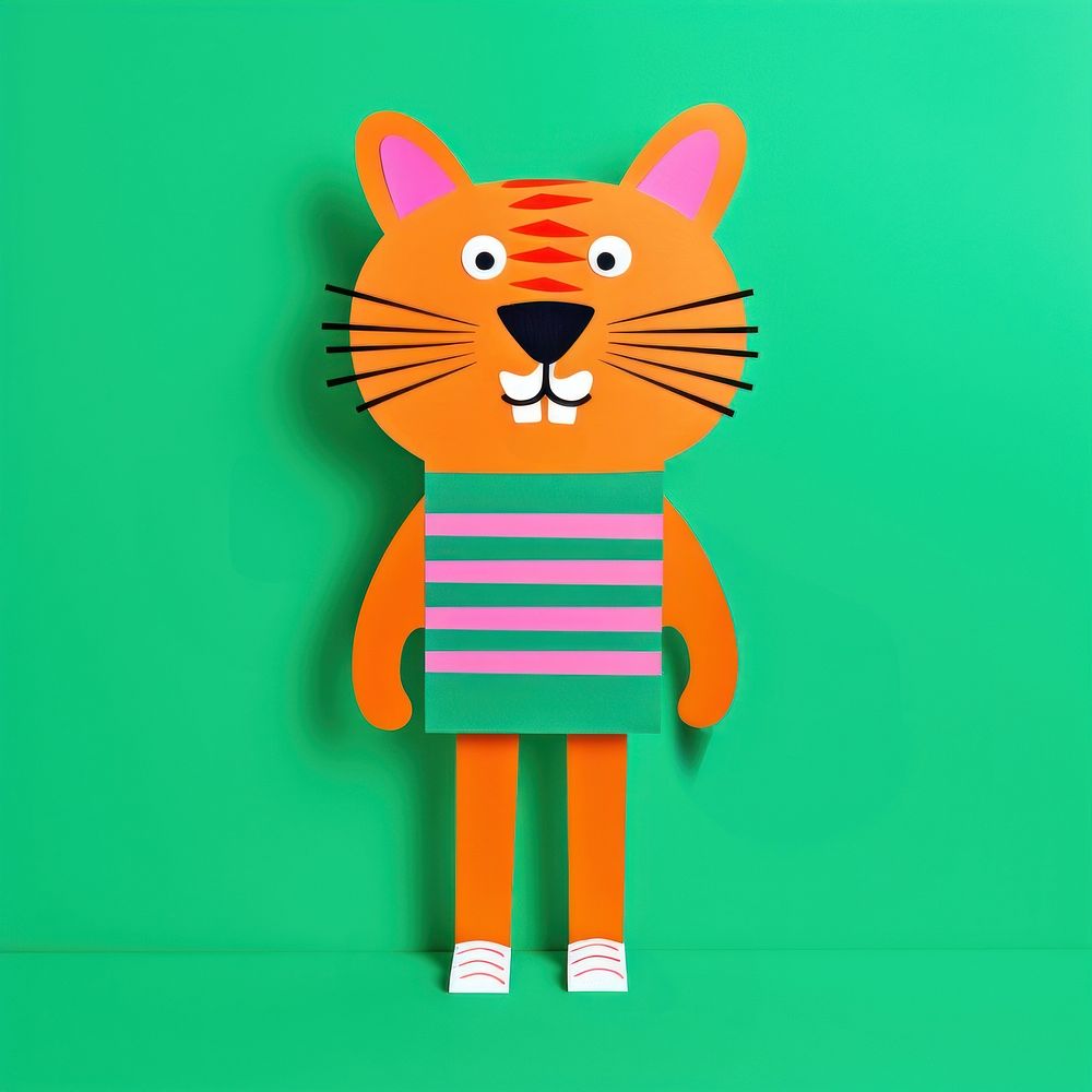 Tiger mammal craft art. AI generated Image by rawpixel.