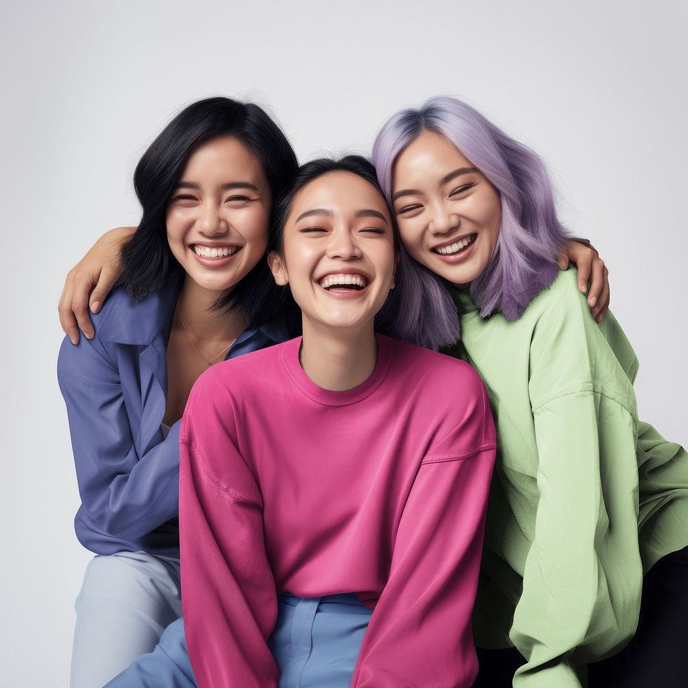 Happy young Asian women smiling