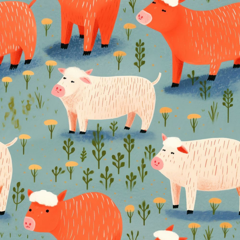 Farm animals pattern livestock mammal | Free Photo Illustration - rawpixel