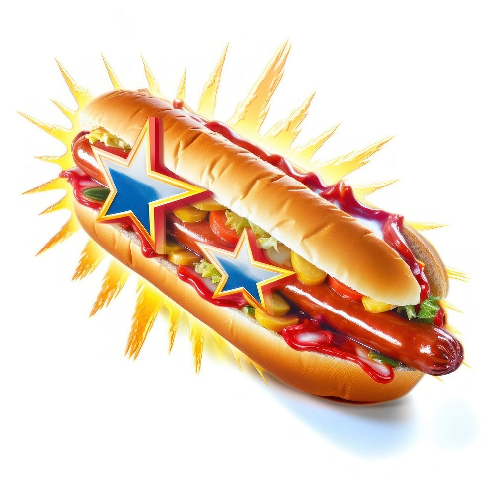 Hot dog food white background bratwurst. AI generated Image by rawpixel.