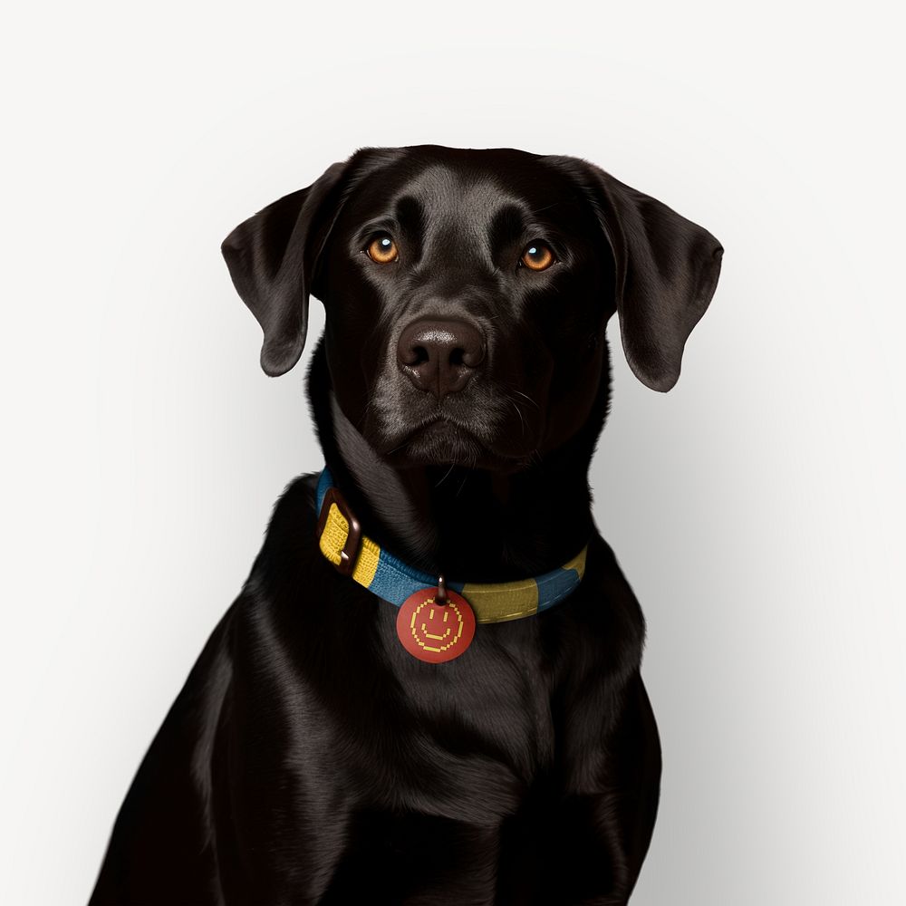 Dog wearing collar, pet animal photo