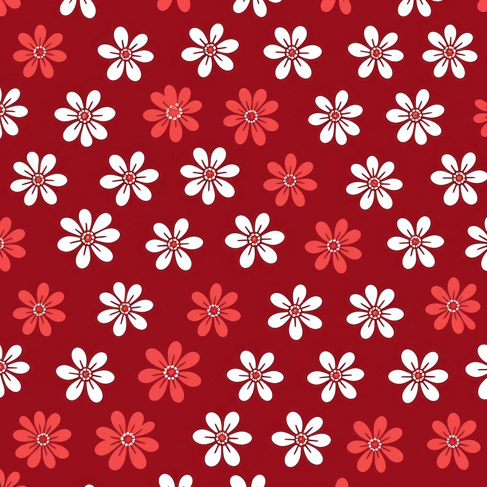 Flower pattern red background backgrounds shape repetition. AI generated Image by rawpixel.