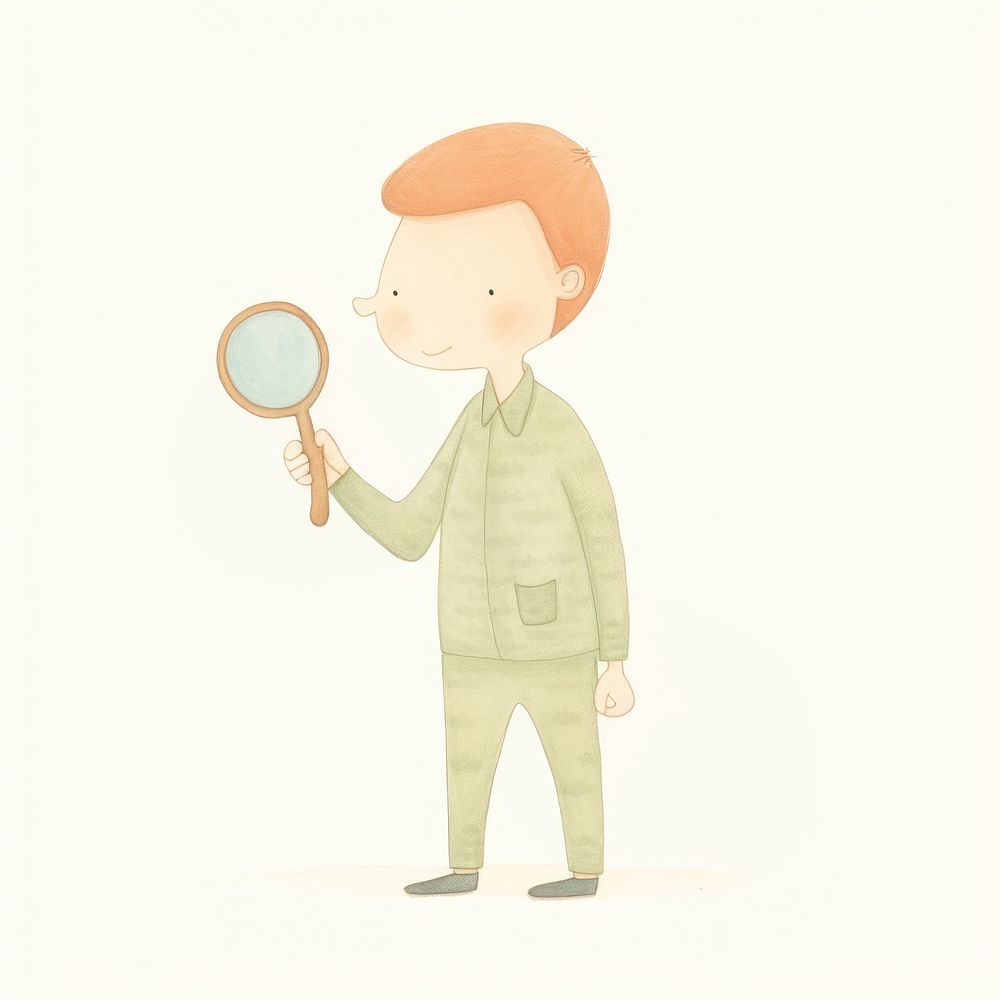 Boy character holding magnifying glass drawing sketch photography. AI generated Image by rawpixel.