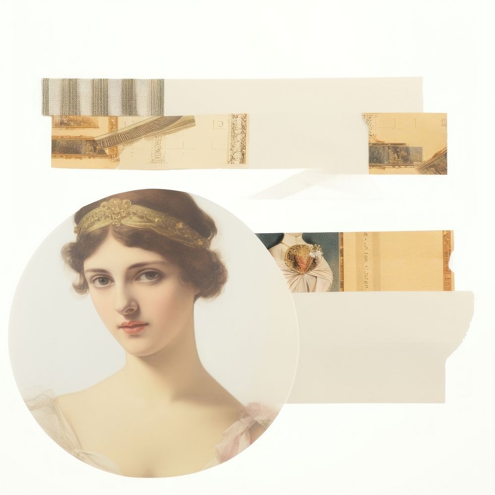 Woman collage art white background. AI generated Image by rawpixel.